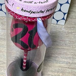 NIB Top Shelf 21 birthday wine glass in box with chalk